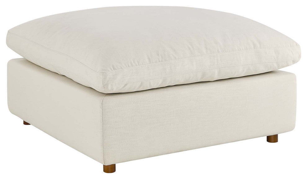 Commix Down Filled Overstuffed Ottoman, Light Beige