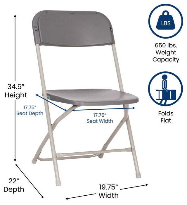 Hercules Big & Tall Commercial Folding Chair/Extra Wide 650LB. Capacity 4-Pack,