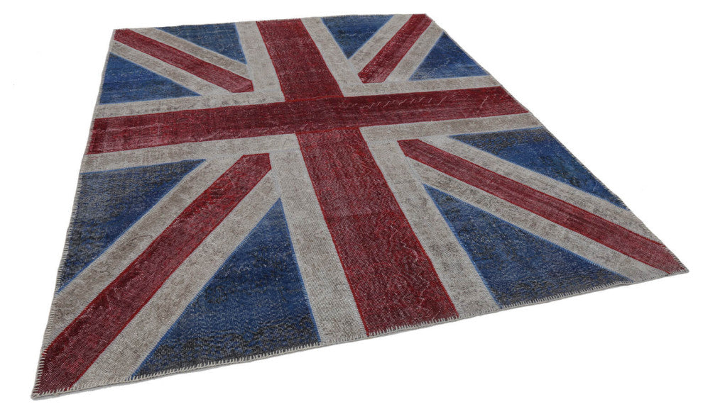 Rug N Carpet - Handwoven Oriental 8' 2'' x 10' 0'' Flag Patchwork Rug