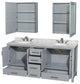 Wyndham WCS141472DGYCMUNOMED 72" Vanity in Gray + Carrera Marble and Round Sink