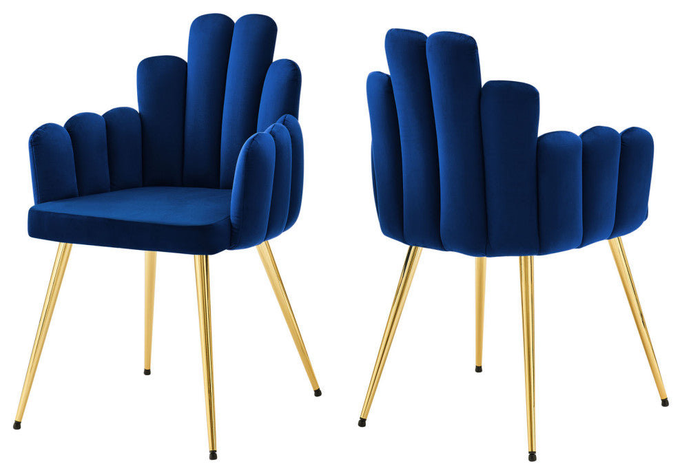 Viceroy Performance Velvet Dining Chair Set of 2, Gold Navy