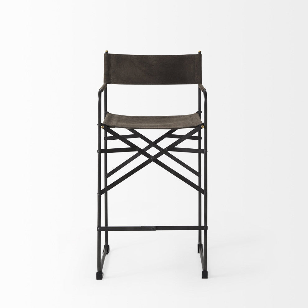 Espresso Leather Director's Chair Counter Stool