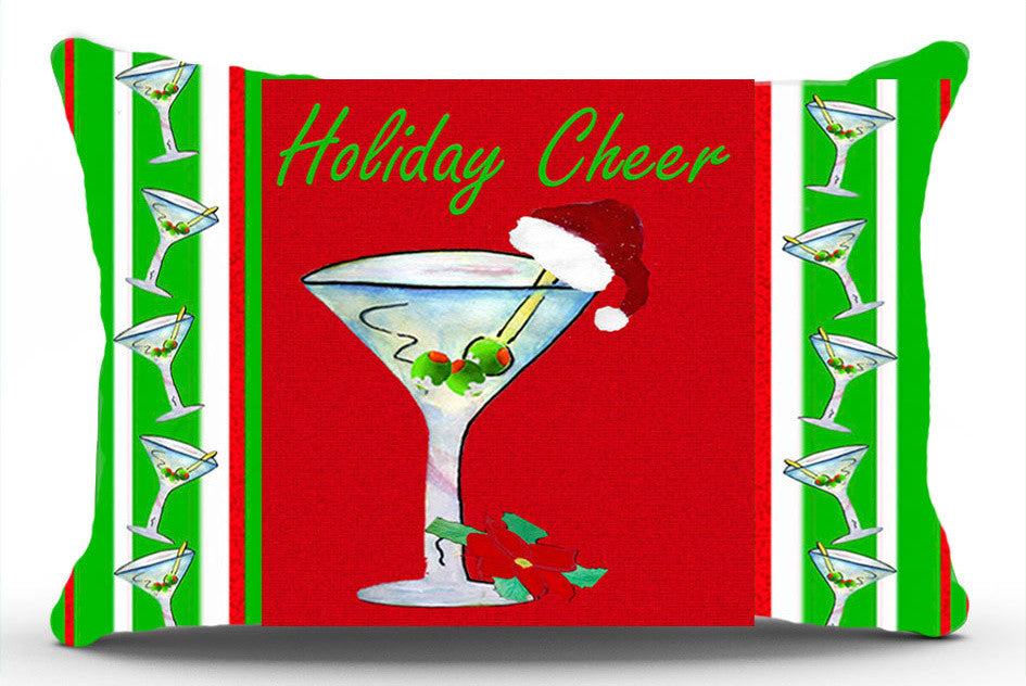 Holiday Pillow Sham, 40"x20", Santa Martini