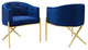 Savour Accent Dining Armchair Performance Velvet Set of 2 Navy