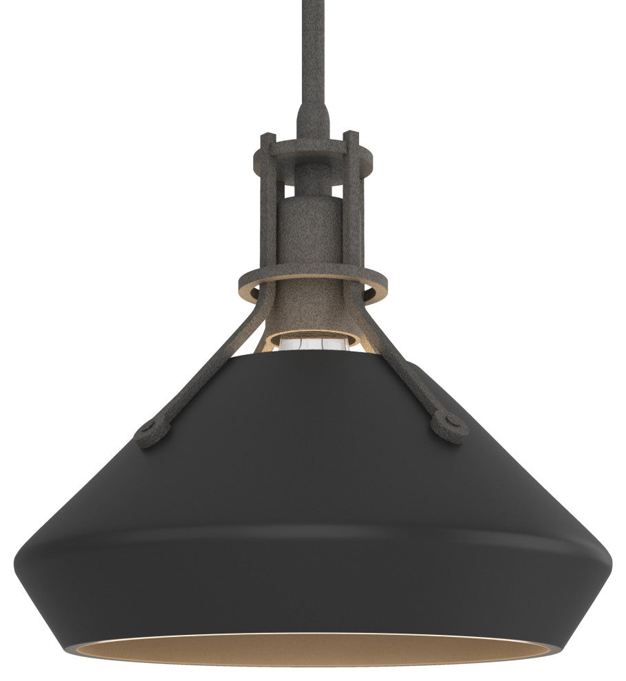 Henry with Chamfer Pendant, Natural Iron, Black Accents