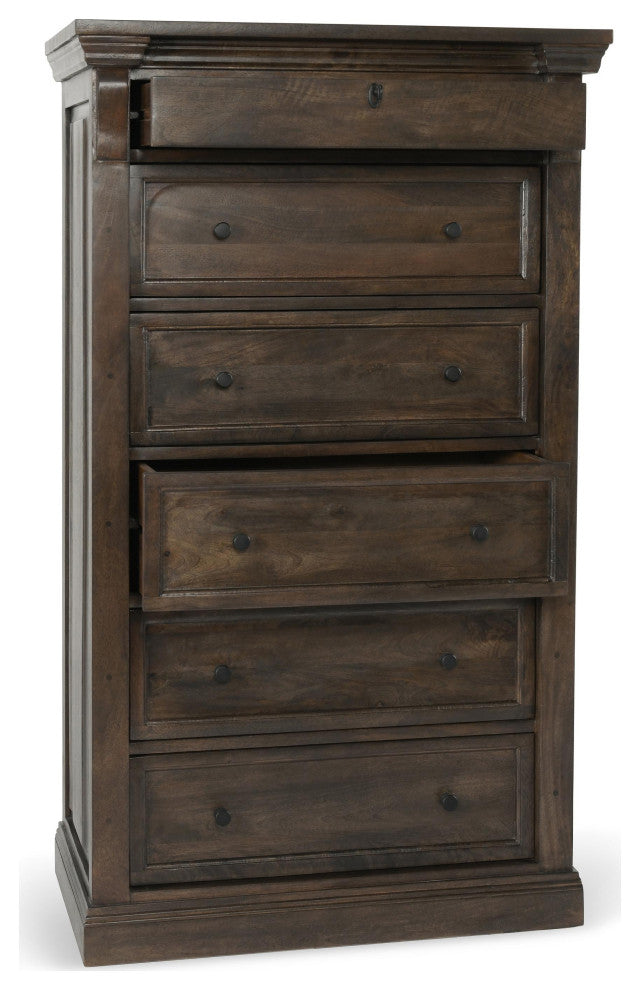 Kosas Home Adelaide Six-Drawer Mango Wood Chest Dresser, Cocoa Brown