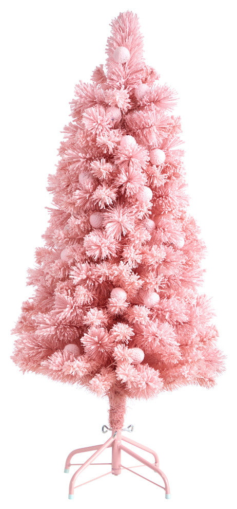 4' Holiday Frosted Pink Cashmere Artificial Christmas Tree 30 Globe LED Lights