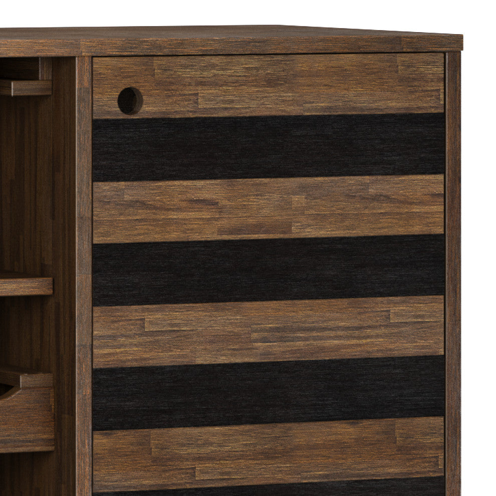 Clarkson Solid Acacia Wood Wine Cabinet, Rustic Natural Aged Brown