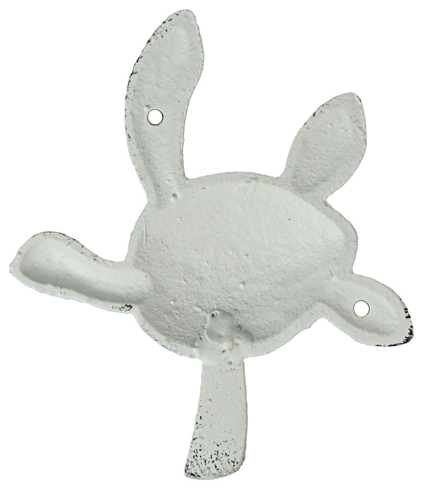 6 Inch Cast Iron Antique White Sea Turtle Wall Hook Towel Hanger Hat Rack Set/3