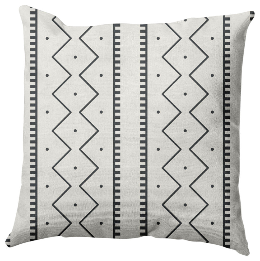 Mudcloth Decorative Throw Pillow, Pepper, 18"x18"