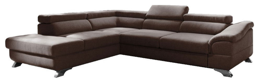 BELLA Sectional Sleeper Sofa, Brown, Left Facing