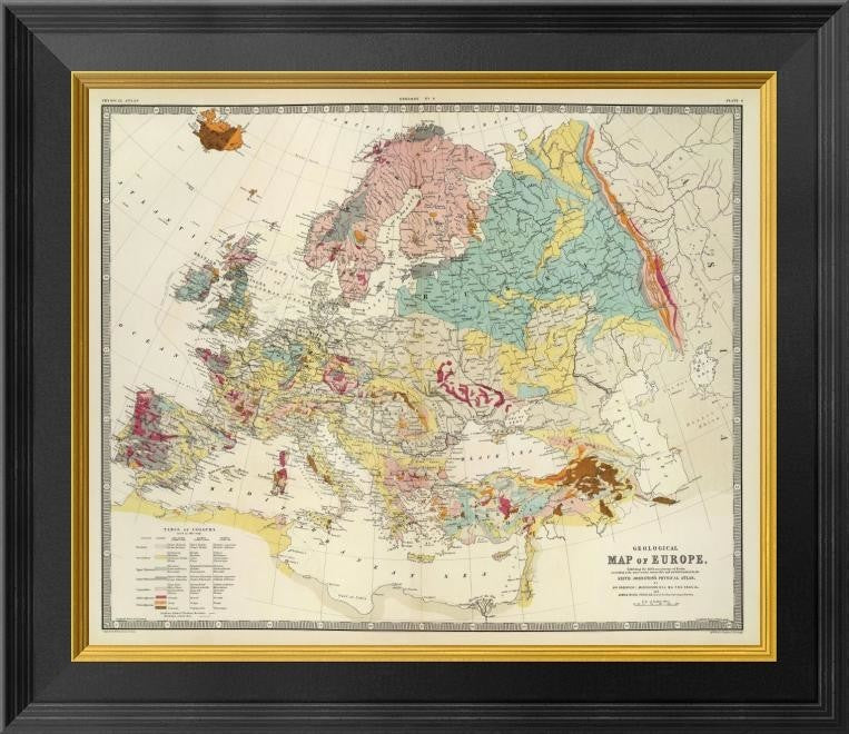 "Geological map Europe, 1856"  by Sir Roderick Impey Murchison, 20x18"