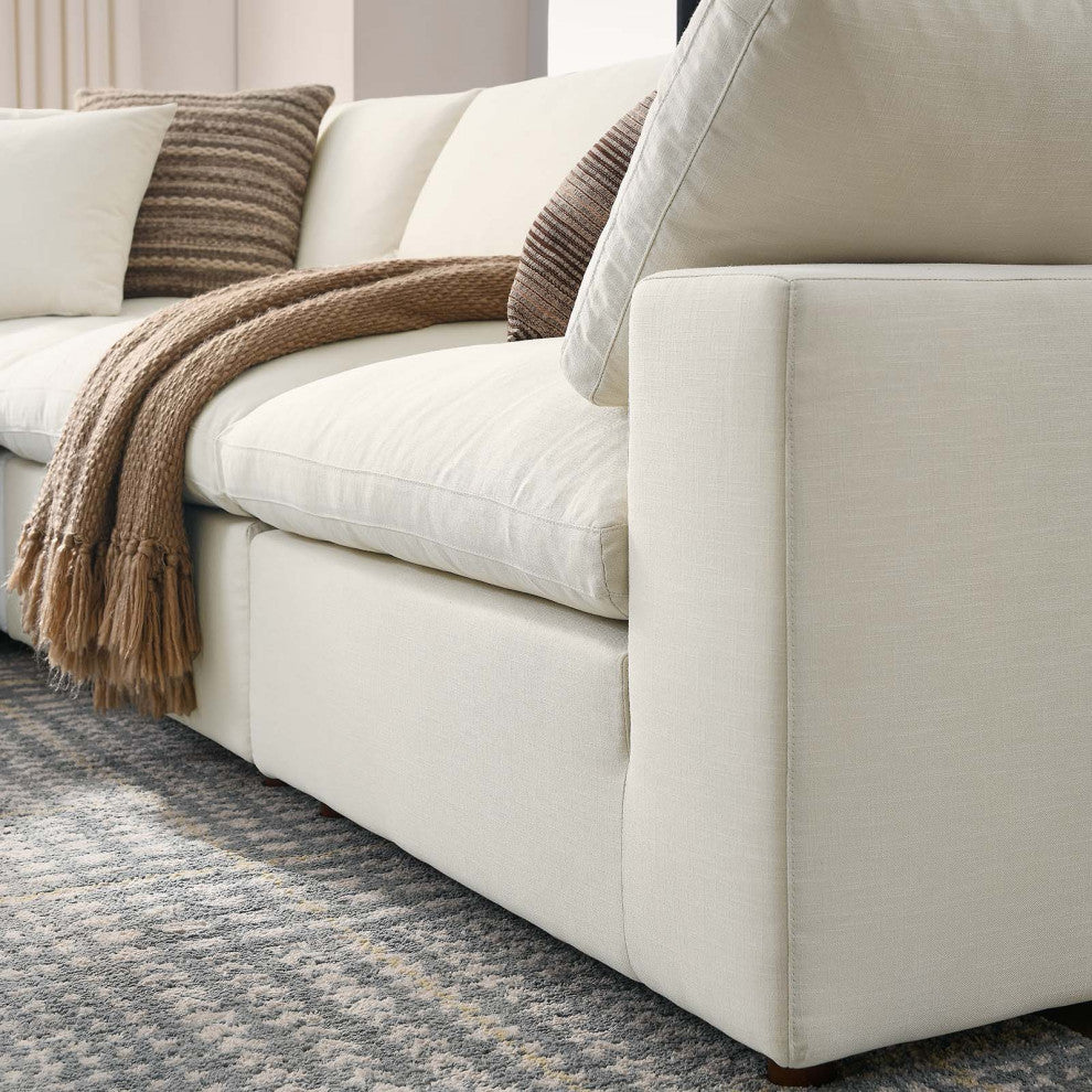 Modular Sectional Deep Sofa Set, Beige, Fabric, Modern, Lounge Cafe Hospitality