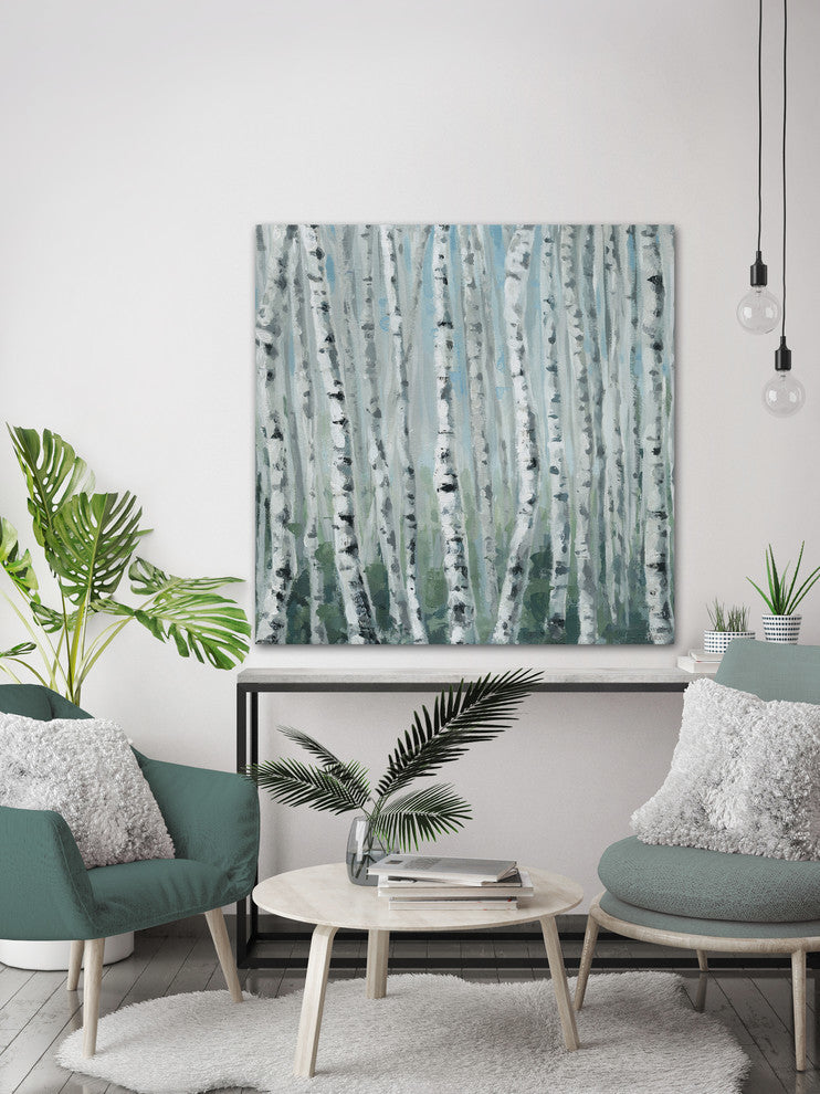 "Skinny Tree Trunks" Painting Print on Wrapped Canvas, 18"x18"