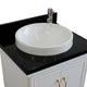25" Single Vanity, White Finish With Black Galaxy And Round Sink
