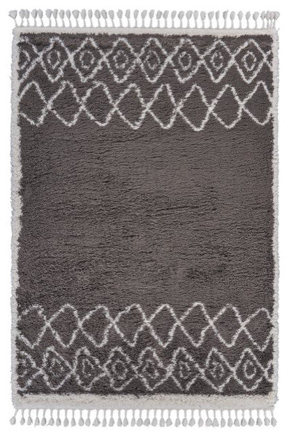 8" x 10" Dark Gray Geometric Bohemian Area Rug