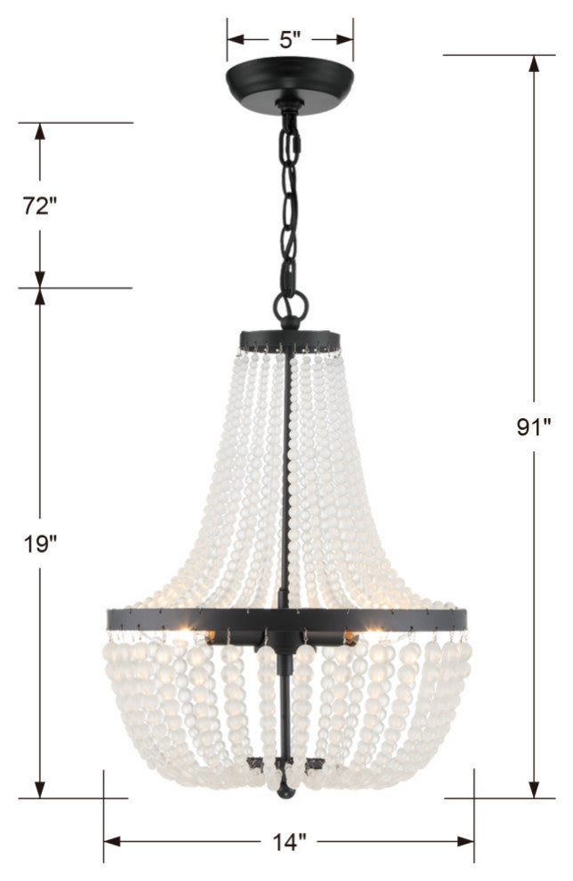 Rylee Three Light Chandelier in Matte Black