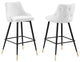 Set of 2 Bar Stools, Retro Vintage Design With Soft Velvet Fabric Seat, White