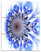 "Light Blue Fractal Flower Digital Art" Metal Wall Art, 3 Panels, 28"x36"