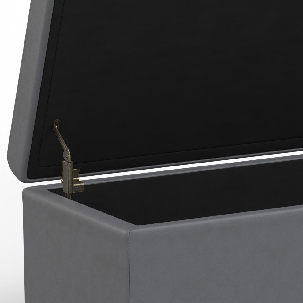 Avalon Extra Large Storage Ottoman Bench, Stone Grey