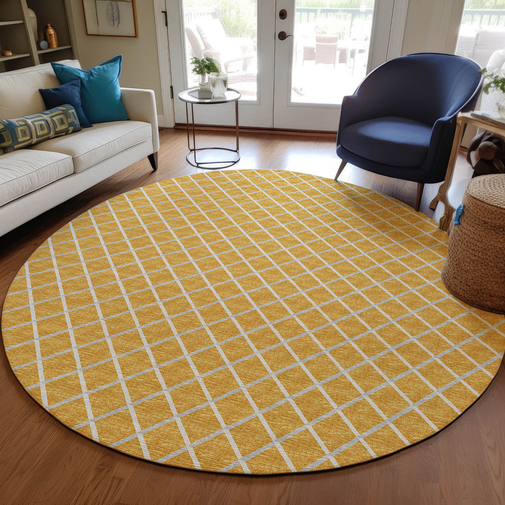 Indoor/Outdoor York YO1 Gold Machine Washable 10' x 10' Rug