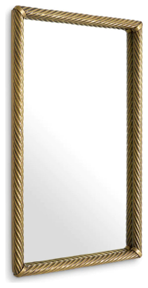 Vintage Brass Rectangular Mirror, Eichholtz Salvi
