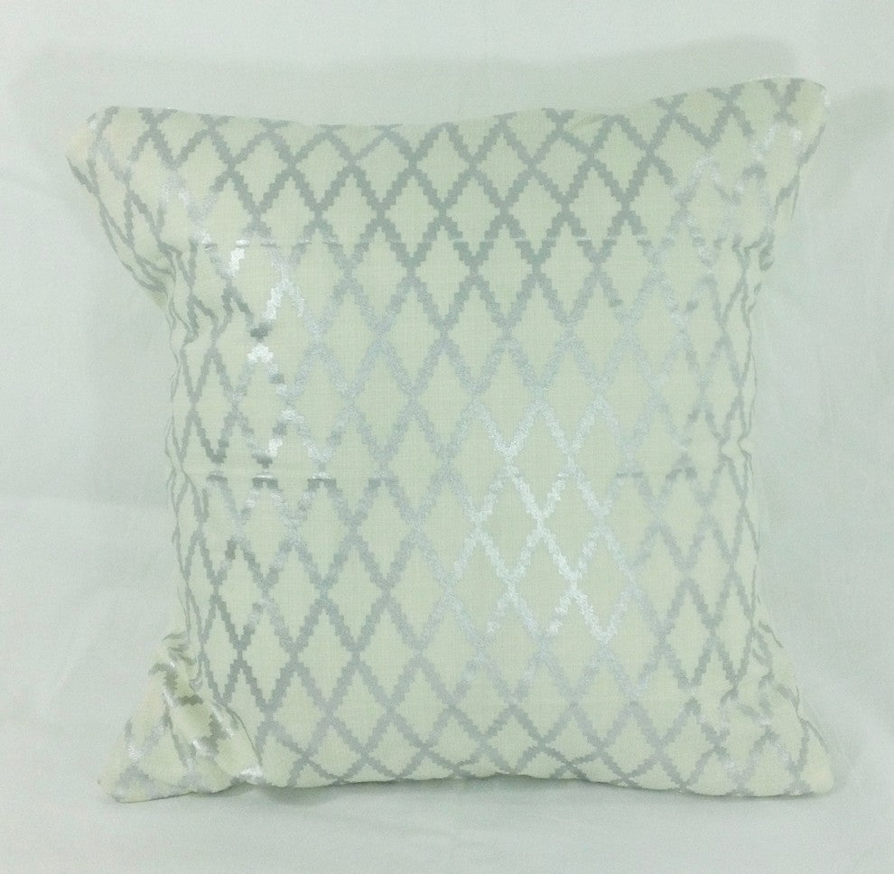 Silver Diamond Print Pillow Cover by BohoCHIC Maui