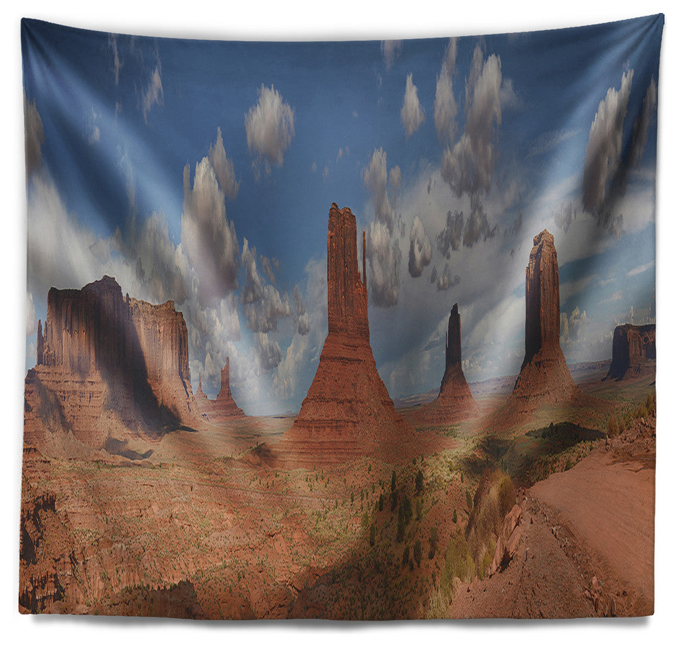 Monument Valley Mountains Landscape Wall Tapestry, 39"x32"