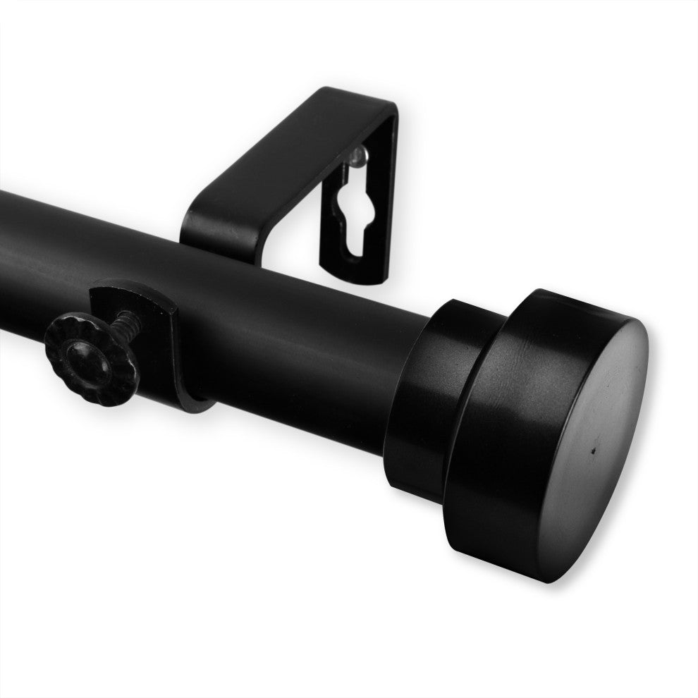 Bonnet 1" Curtain Rod, Black, 18-28"