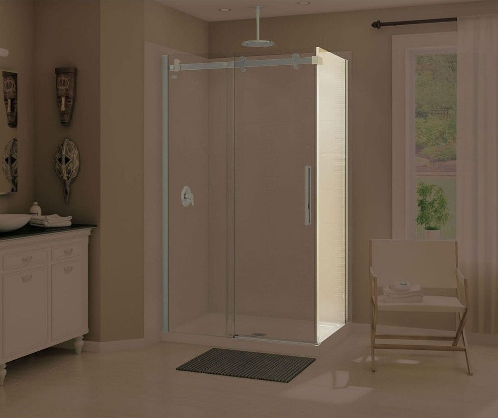 MAAX Halo Clear Glass Frameless Return Panel for 34in Base, Brushed Nickel