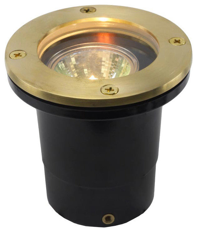 12V Composite Ground Well Light With Open Face Cover, Raw Brass