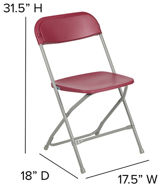 Hercules Series Plastic Folding Chair - 2 Pack 650LB Weight Capacity, Red