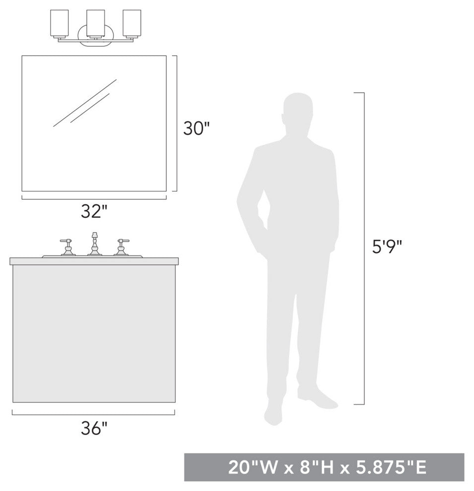 Manhattan 3 Light Bath Vanity, Matte Black