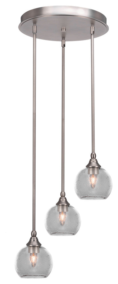 Empire 3-Light Cluster Pendalier, Brushed Nickel/Clear Bubble