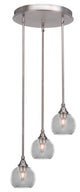Empire 3-Light Cluster Pendalier, Brushed Nickel/Clear Bubble