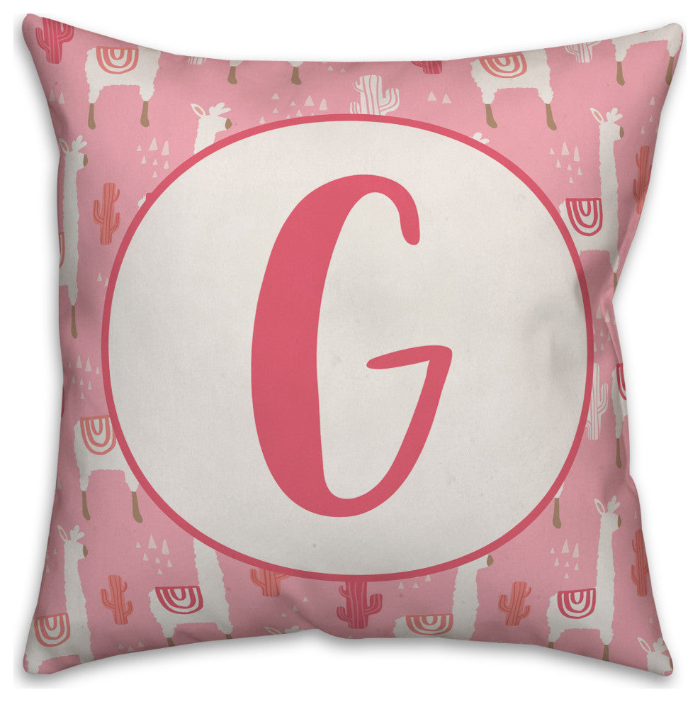 Monogram Lllama Pattern - G 16x16 Spun Poly Pillow