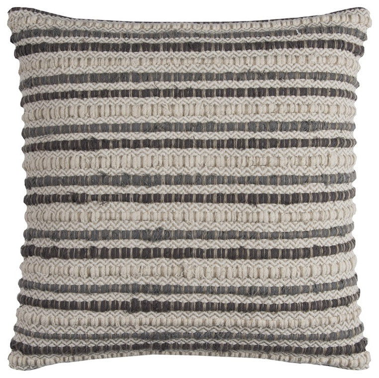 Gray Beige Nubby Texture Bands Throw Pillow