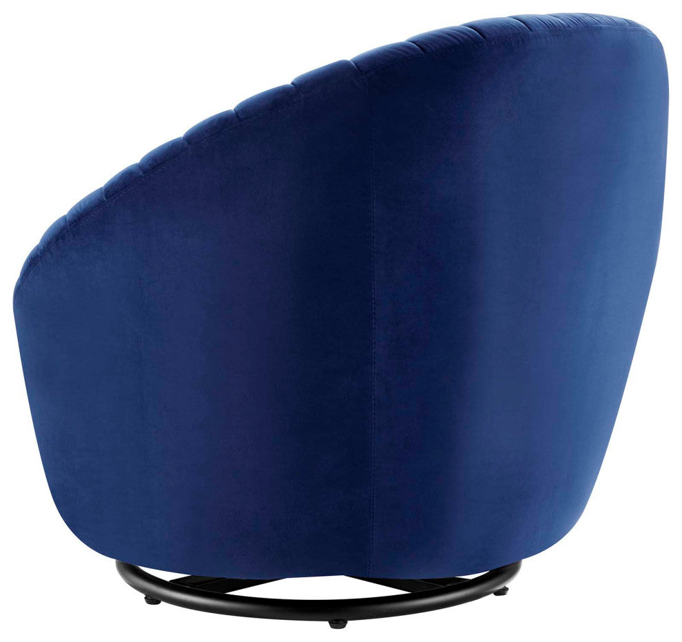 ArmTufted Chair Swivel Accent Tufted Chair, Black Blue Navy, Velvet, Modern