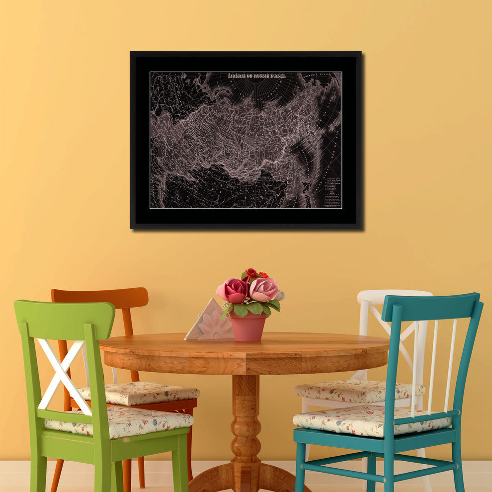 Russia Siberia Vintage Vivid Sepia Map Canvas, 28"x37"