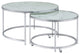 Benzara Marbled Glass Nesting Accent Tables, Round Top, Metal, 2-Piece Set