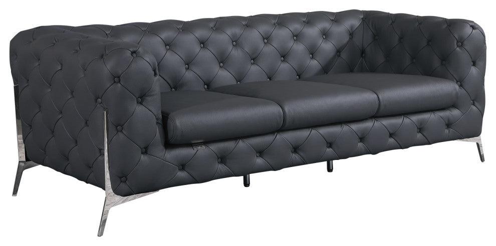 Angelica Italian Leather Sofa, Gray