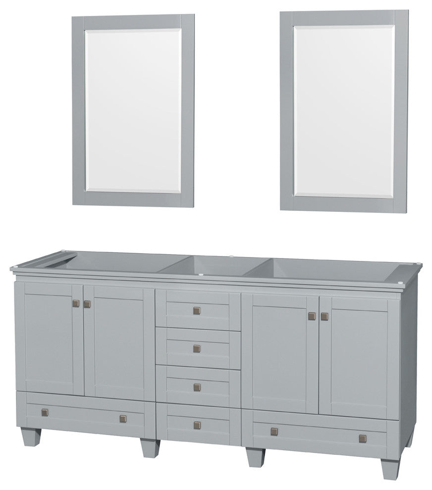 Acclaim Oyster Gray Double Vanity, 24" Mirrors, 72", No Countertop, No Sink