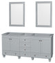 Acclaim Oyster Gray Double Vanity, 24" Mirrors, 72", No Countertop, No Sink