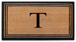 A1HC Black/Beige Coir Monogrammed Doormat 24"x39" , T