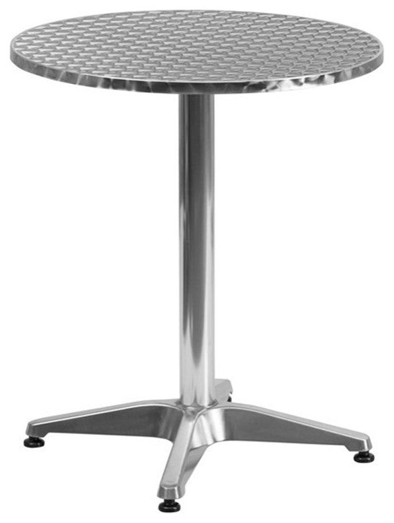 23.5'' Round Aluminum Indoor-Outdoor Table Set with 2 Slat Back Chairs