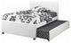 Benzara BM171669 Twin Bed With Trundle Squ Tufted Head Boards, White