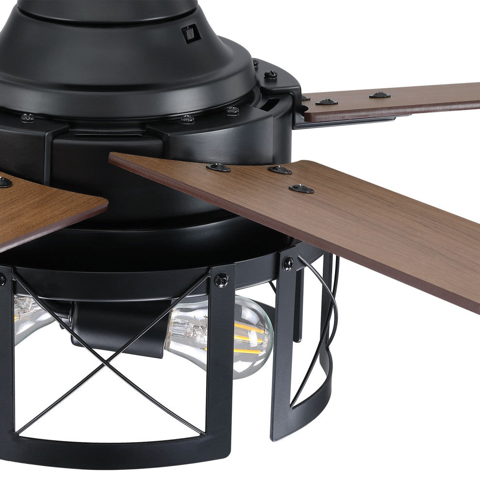 52 in. Reversible Blades Matte Black Ceiling Fan with Remote Control
