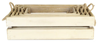 Rope Handle Wood Slat Crates, Set of 5