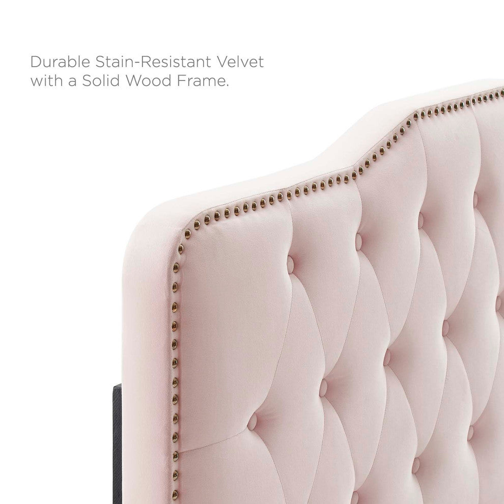 Tufted Headboard, King Size, Velvet, Pink, Modern Contemporary, Bedroom Master