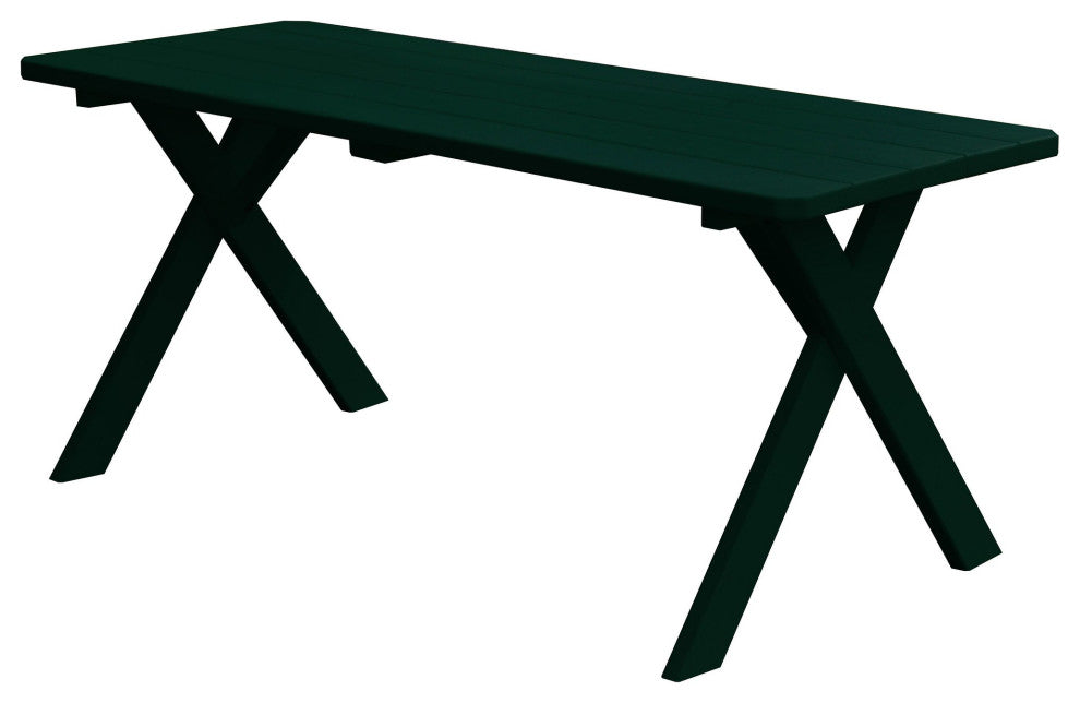 Pine 5' Cross-Leg Table, Dark Green